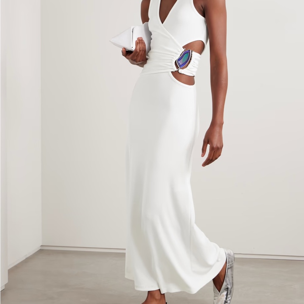 Christopher Esber White Maxi Dress with Silver Accents